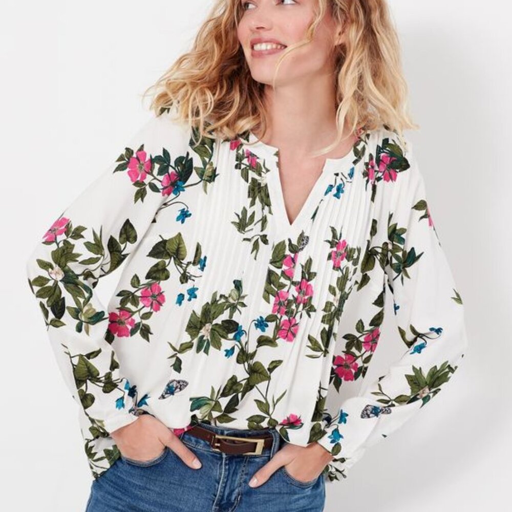 NWT Floral Rosamund L/S Pintuck Blouse JOULES XS 2